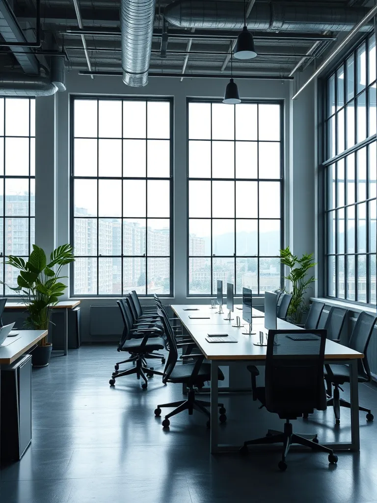 Professional clean office coworking space with modern desks